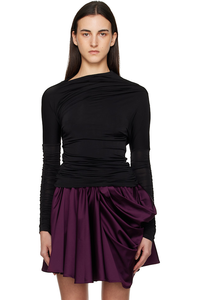 Футболка с длинными рукавами и сборками Ganni, черный
Футболка с длинными рукавами и сборками Ganni, черный