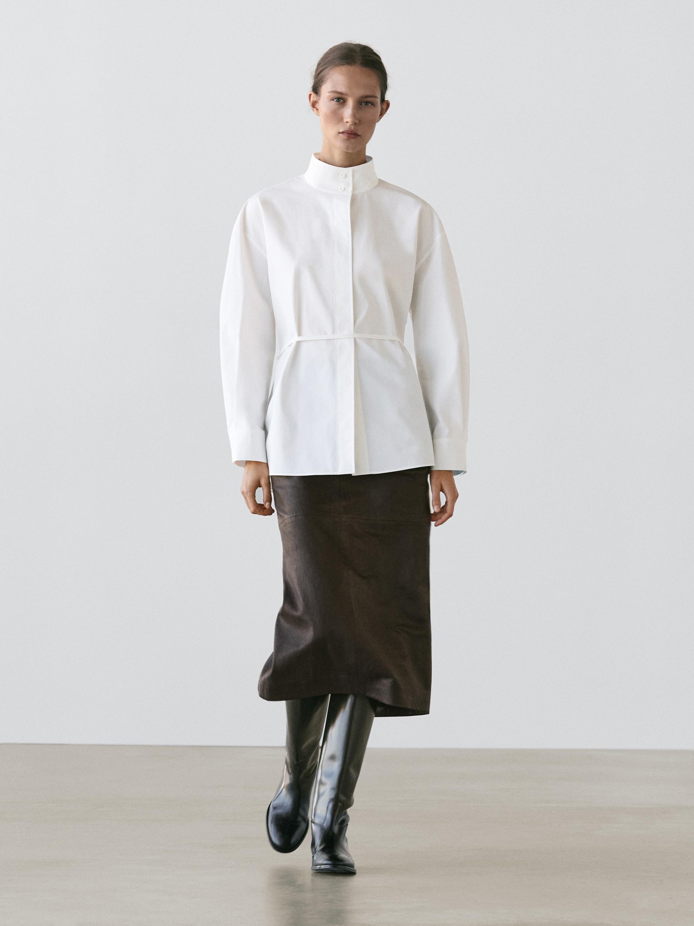 Рубашка с высоким воротником и ремешком Massimo Dutti, white
Рубашка с высоким воротником и ремешком Massimo Dutti, white