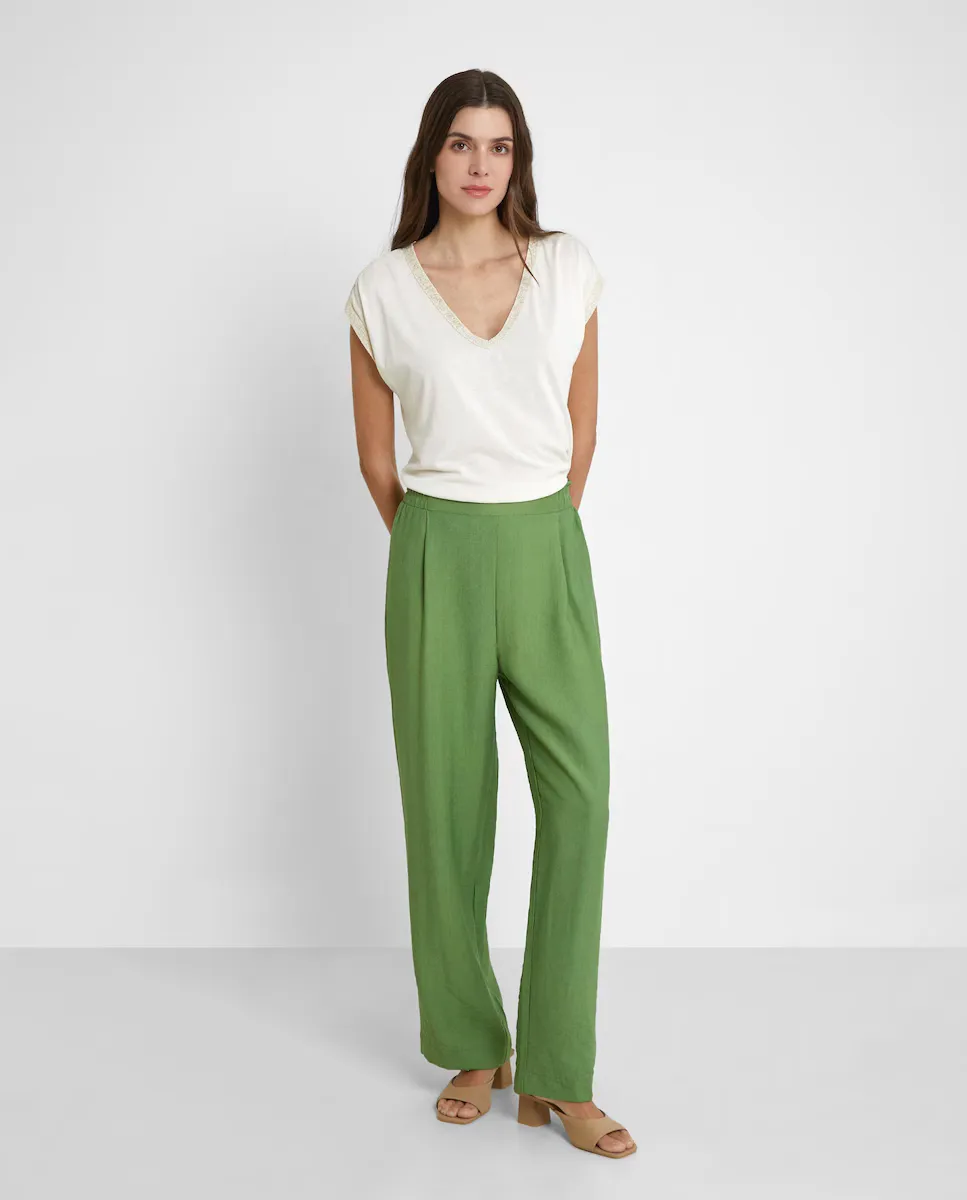 Женские брюки прямого кроя с высокой посадкой и защипами Trucco, зеленый
Женские брюки прямого кроя с высокой посадкой и защипами Trucco, зеленый