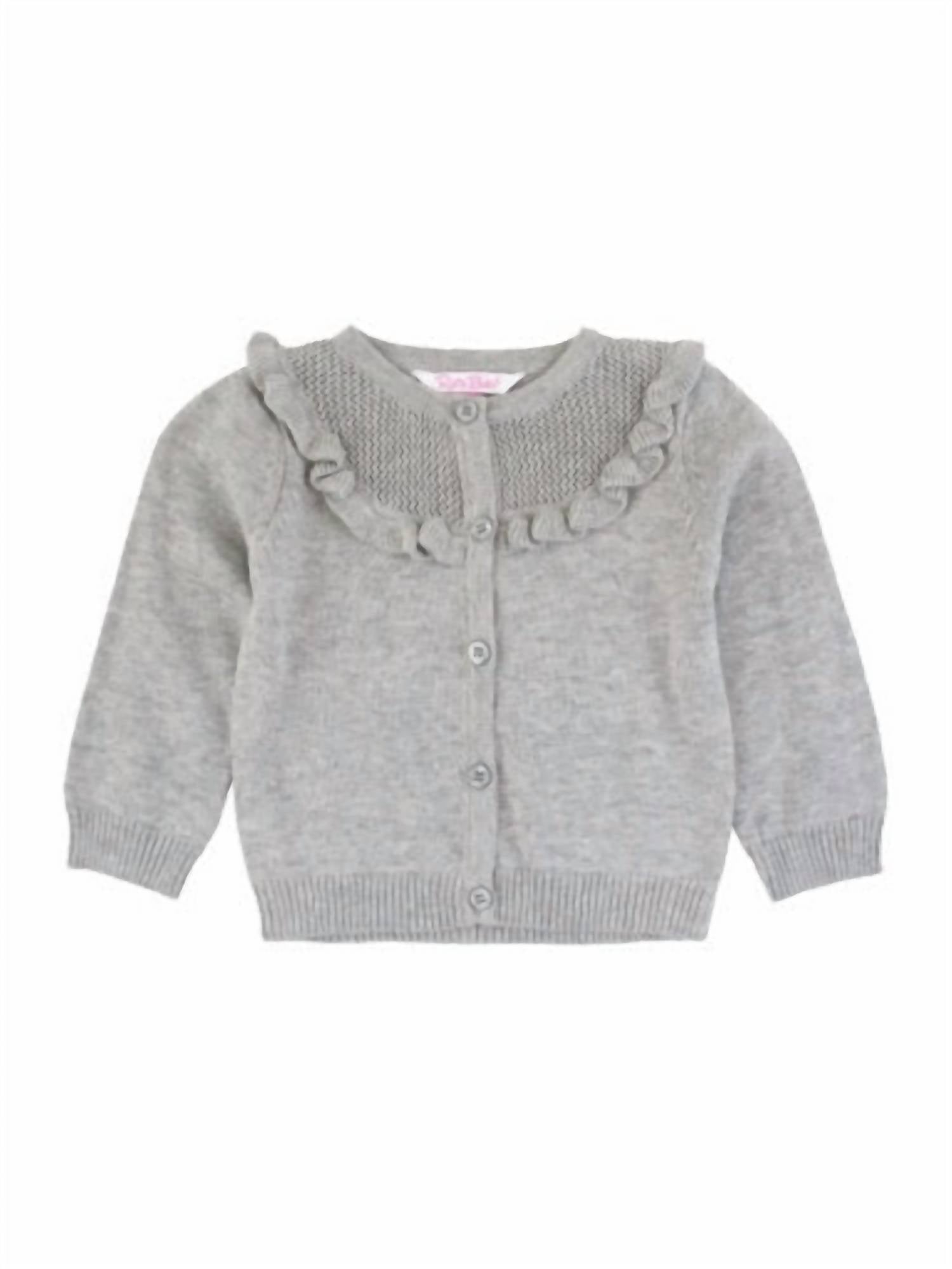 Женский вязаный кардиган с отделкой воланами в цвете «меланжевый серый» RuffleButts
Женский вязаный кардиган с отделкой воланами в цвете «меланжевый серый» RuffleButts