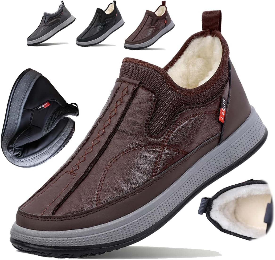 Мужские зимние ботинки с утеплителем из искусственного меха, водонепроницаемые, противоскользящие, для пожилых людей, удобные, легкие, повседневные прогулочные лоферы Generic, коричневый
Мужские зимние ботинки с утеплителем из искусственного меха, водонепроницаемые, противоскользящие, для пожилых людей, удобные, легкие, повседневные прогулочные лоферы Generic, коричневый