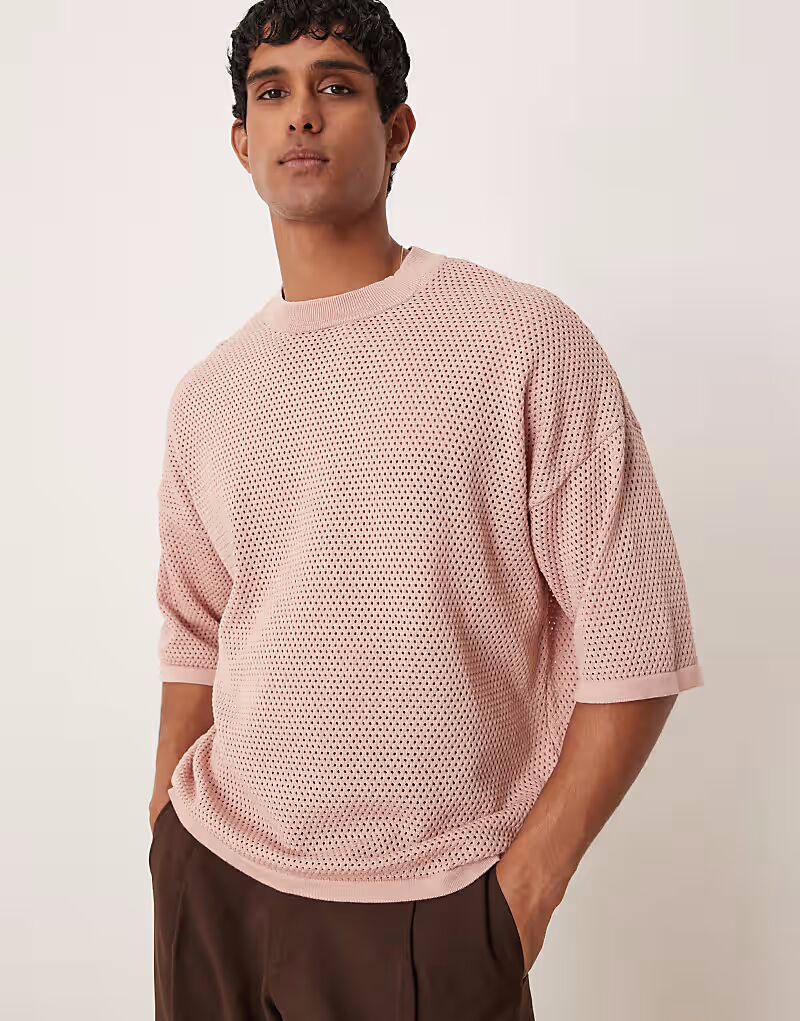 Футболка свободного кроя ASOS DESIGN со спущенными плечами и ажурным швом светло-розового цвета
Футболка свободного кроя ASOS DESIGN со спущенными плечами и ажурным швом светло-розового цвета