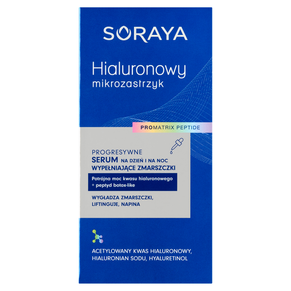Прогрессивная сыворотка для лица, заполняющая морщины, для дня и ночи, 30 мл Soraya Hialuronowy mikrozastrzyk
Прогрессивная сыворотка для лица, заполняющая морщины, для дня и ночи, 30 мл Soraya Hialuronowy mikrozastrzyk