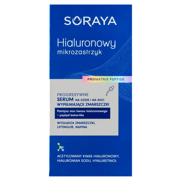 Прогрессивная сыворотка для лица, заполняющая морщины, для дня и ночи, 30 мл Soraya Hialuronowy mikrozastrzyk
Прогрессивная сыворотка для лица, заполняющая морщины, для дня и ночи, 30 мл Soraya Hialuronowy mikrozastrzyk