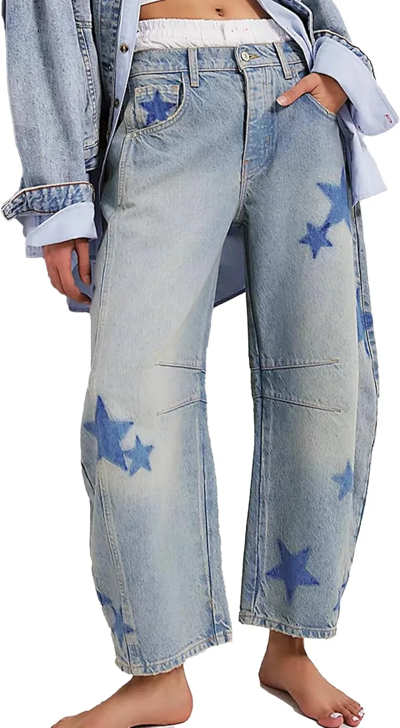 Женские джинсы Barrel Mid Waist с принтом Trendy Star, широкие Xadsfeel
Женские джинсы Barrel Mid Waist с принтом Trendy Star, широкие Xadsfeel