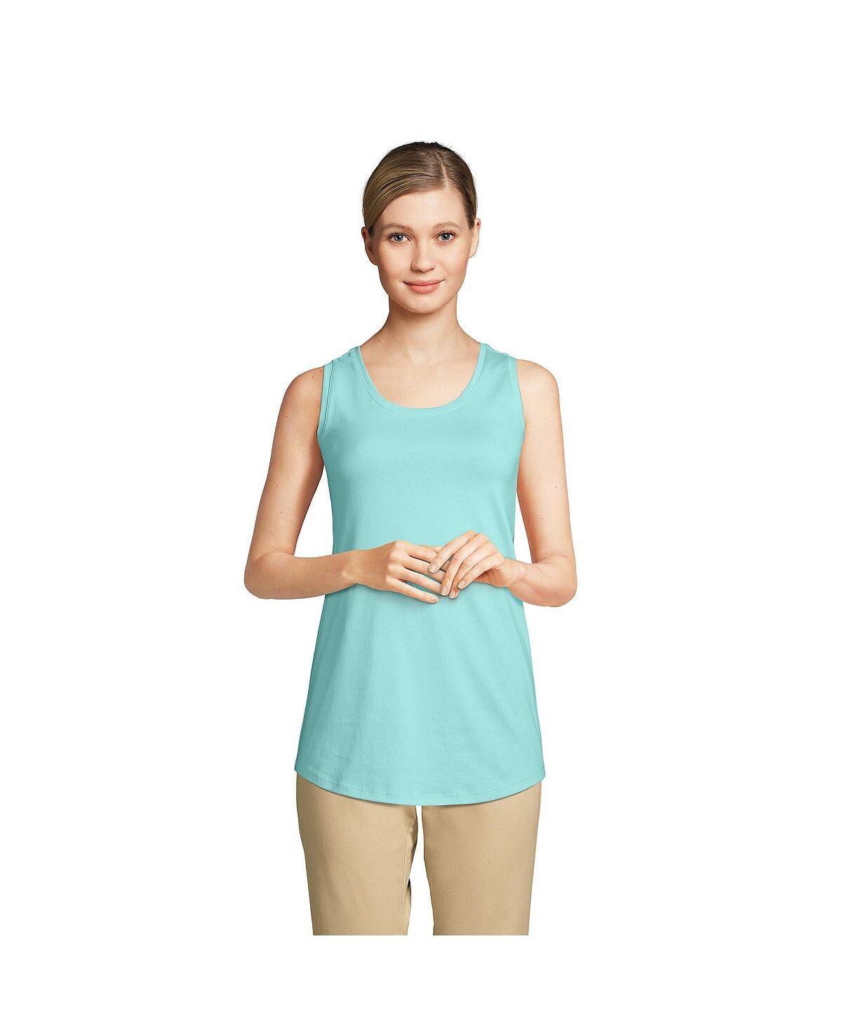 Женская хлопковая туника с круглым вырезом Supima, майка на бретелях Lands' End
Женская хлопковая туника с круглым вырезом Supima, майка на бретелях Lands' End