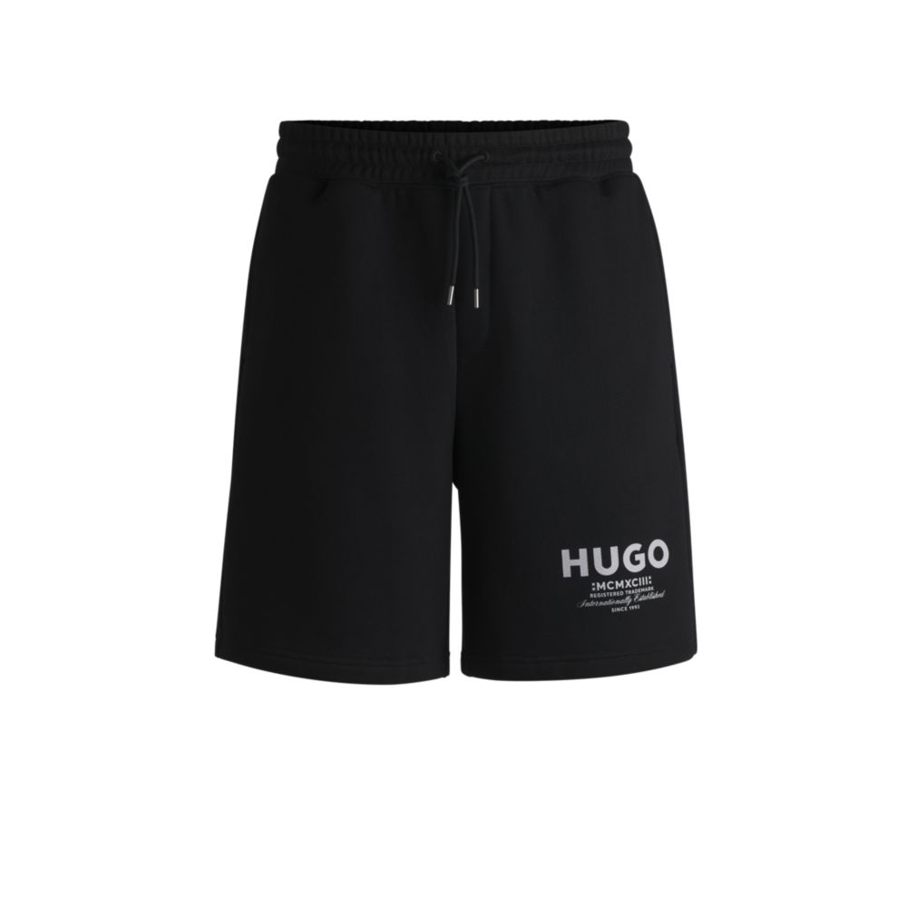 Шорты из хлопчатобумажной махры с завязками и логотипом HUGO, черный
Шорты из хлопчатобумажной махры с завязками и логотипом HUGO, черный