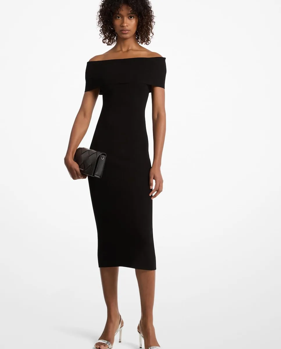 Платье-футляр миди с открытыми плечами Michael Michael Kors, черный
Платье-футляр миди с открытыми плечами Michael Michael Kors, черный