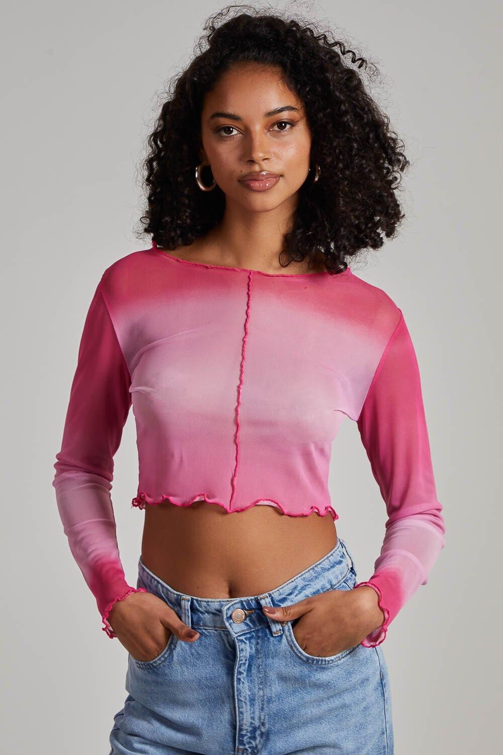 Топ из сетчатой ткани с открытыми длинными рукавами и эффектом омбре Pink Vanilla, розовый
Топ из сетчатой ткани с открытыми длинными рукавами и эффектом омбре Pink Vanilla, розовый