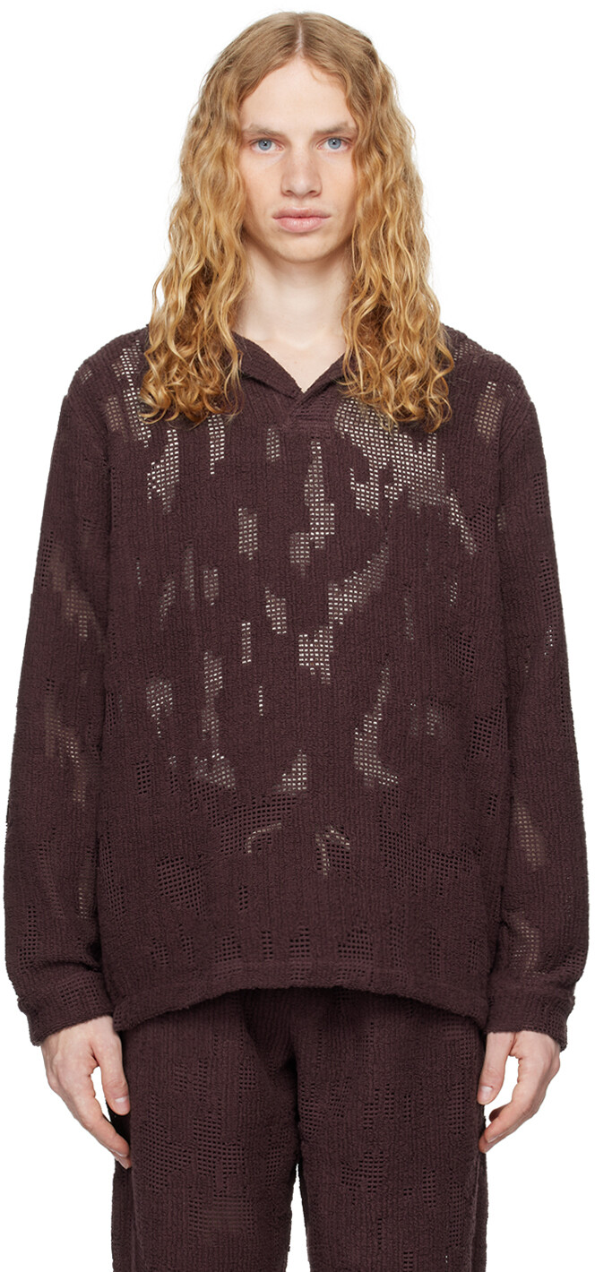 Бордовый вязаный крючком поло OAS
Бордовый вязаный крючком поло OAS