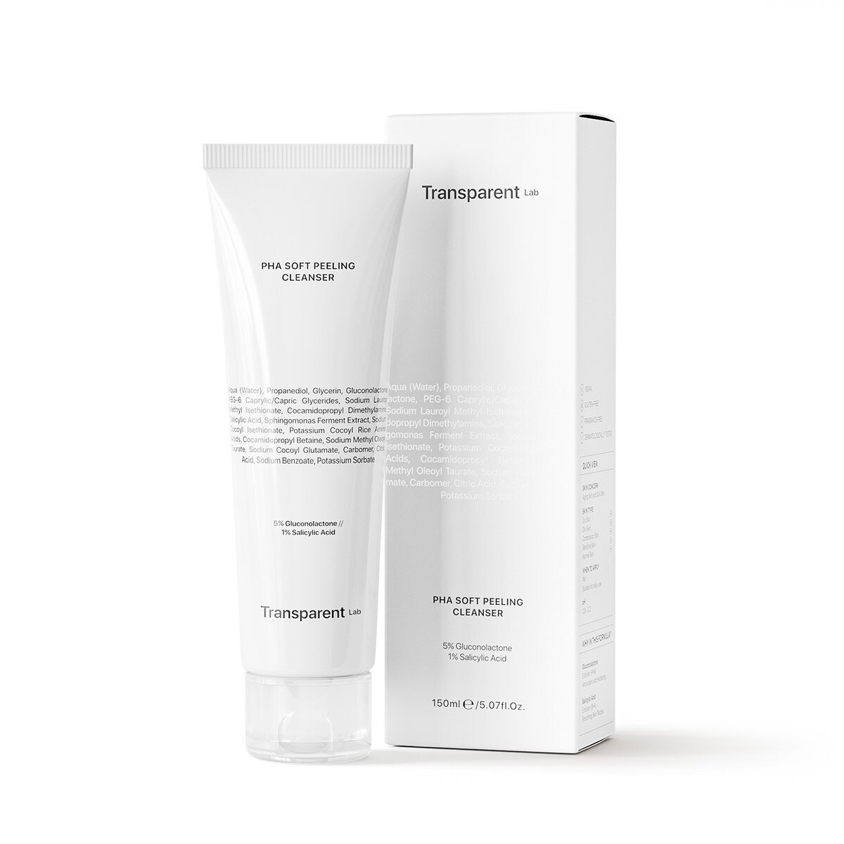 Transparent Lab, PHA Soft Cleanser, Очищающий и отшелушивающий гель для умывания лица, 150 мл 
Transparent Lab, PHA Soft Cleanser, Очищающий и отшелушивающий гель для умывания лица, 150 мл