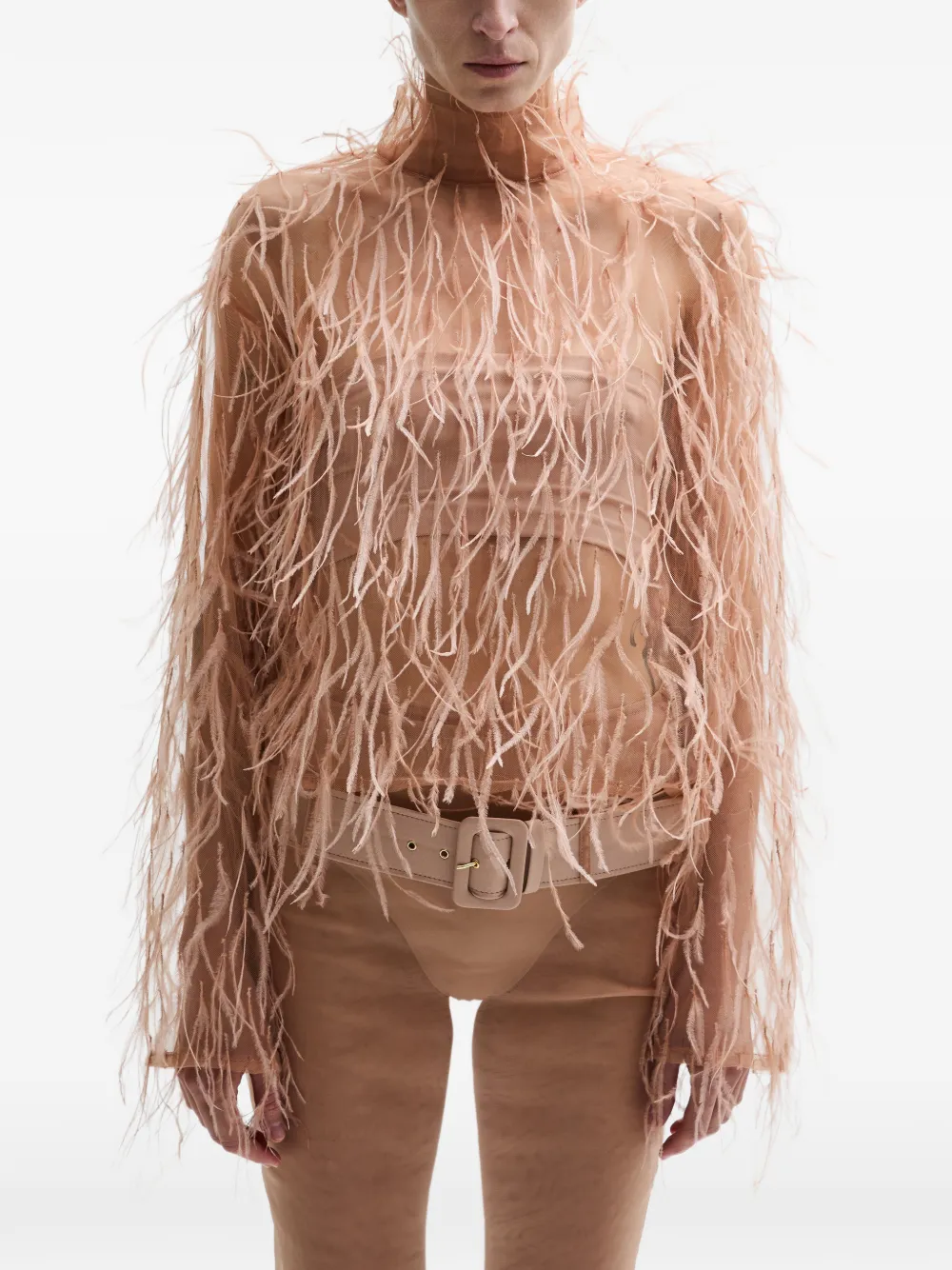 Топ с высоким воротником и перьями Atu Body Couture, нейтральный
Топ с высоким воротником и перьями Atu Body Couture, нейтральный