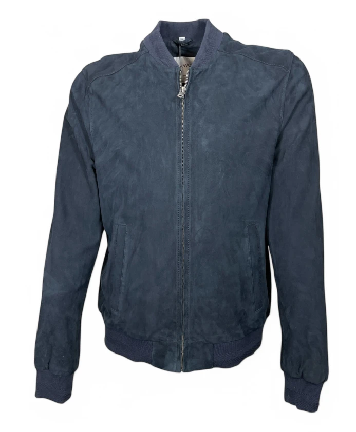 Синяя замшевая куртка-бомбер с воротником в университетском стиле. Oakwood, синий
Синяя замшевая куртка-бомбер с воротником в университетском стиле. Oakwood, синий