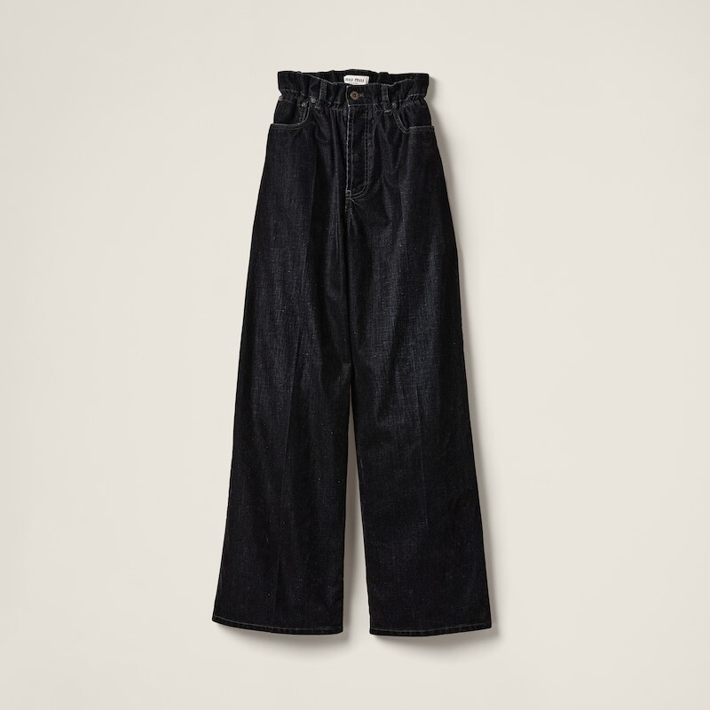 Брюки из стираного флокированного шамбре Miu Miu, черный
Брюки из стираного флокированного шамбре Miu Miu, черный