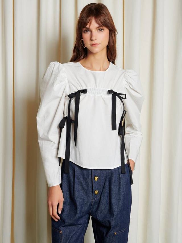 Топ с контрастной шнуровкой и бантом GHOSPELL, White
Топ с контрастной шнуровкой и бантом GHOSPELL, White