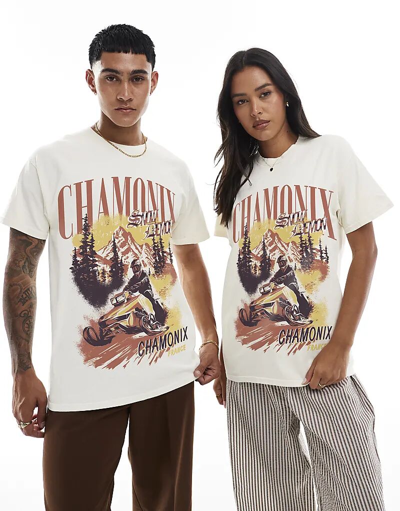 Футболка с принтом спереди Chamonix, стираная, в цвете экрю PRNT 
Футболка с принтом спереди Chamonix, стираная, в цвете экрю PRNT