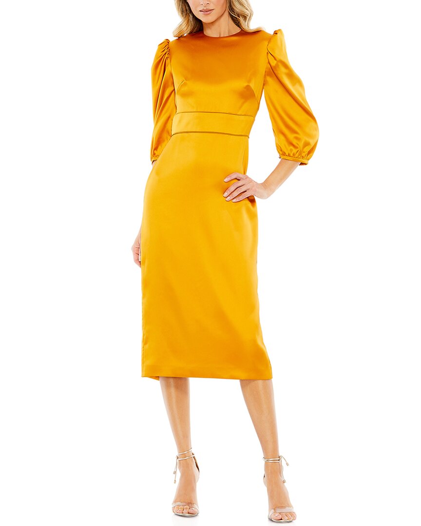 Платье миди с высоким воротом Mac Duggal, желтый 
Платье миди с высоким воротом Mac Duggal, желтый