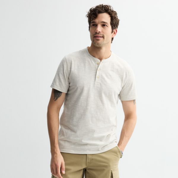 Мужская базовая полосатая футболка с коротким рукавом Henley Sonoma Goods For Life, цвет beige stripe 
Мужская базовая полосатая футболка с коротким рукавом Henley Sonoma Goods For Life, цвет beige stripe