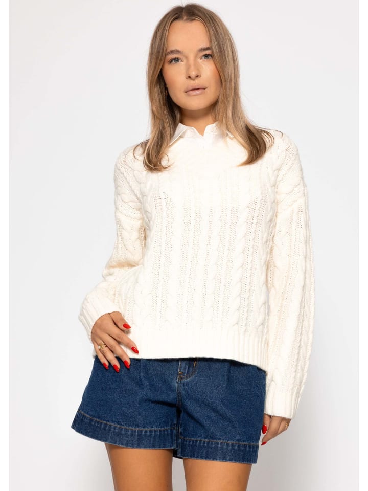 SASSYCLASSY Свитер крупной вязки с V-образным вырезом, кремового цвета
SASSYCLASSY Свитер крупной вязки с V-образным вырезом, кремового цвета