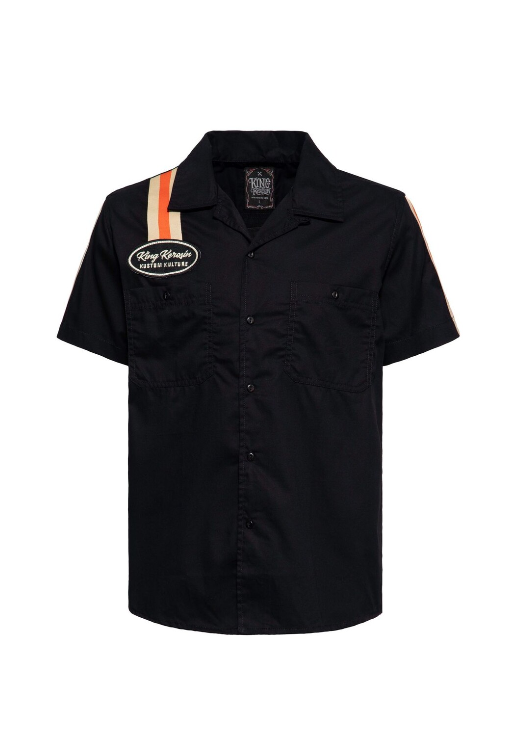 Рубашка с короткими рукавами и гоночными полосками Kustom Kulture KING KEROSIN, черный
Рубашка с короткими рукавами и гоночными полосками Kustom Kulture KING KEROSIN, черный