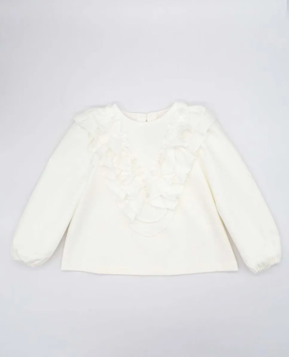 Свитер для девочки с рюшами цвета экрю Fina Ejerique
Свитер для девочки с рюшами цвета экрю Fina Ejerique