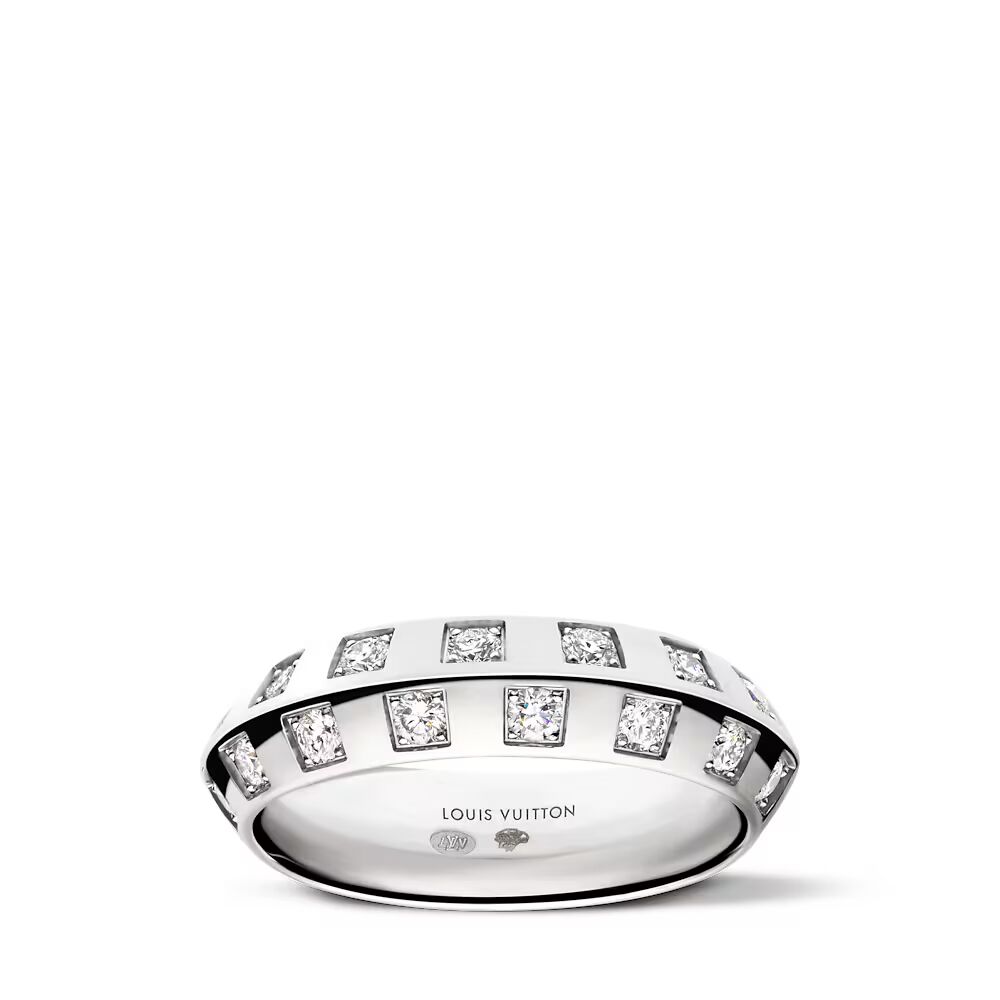 Кольцо Le Damier de Louis Vuitton среднего размера, белое золото и бриллианты, белый 
Кольцо Le Damier de Louis Vuitton среднего размера, белое золото и бриллианты, белый