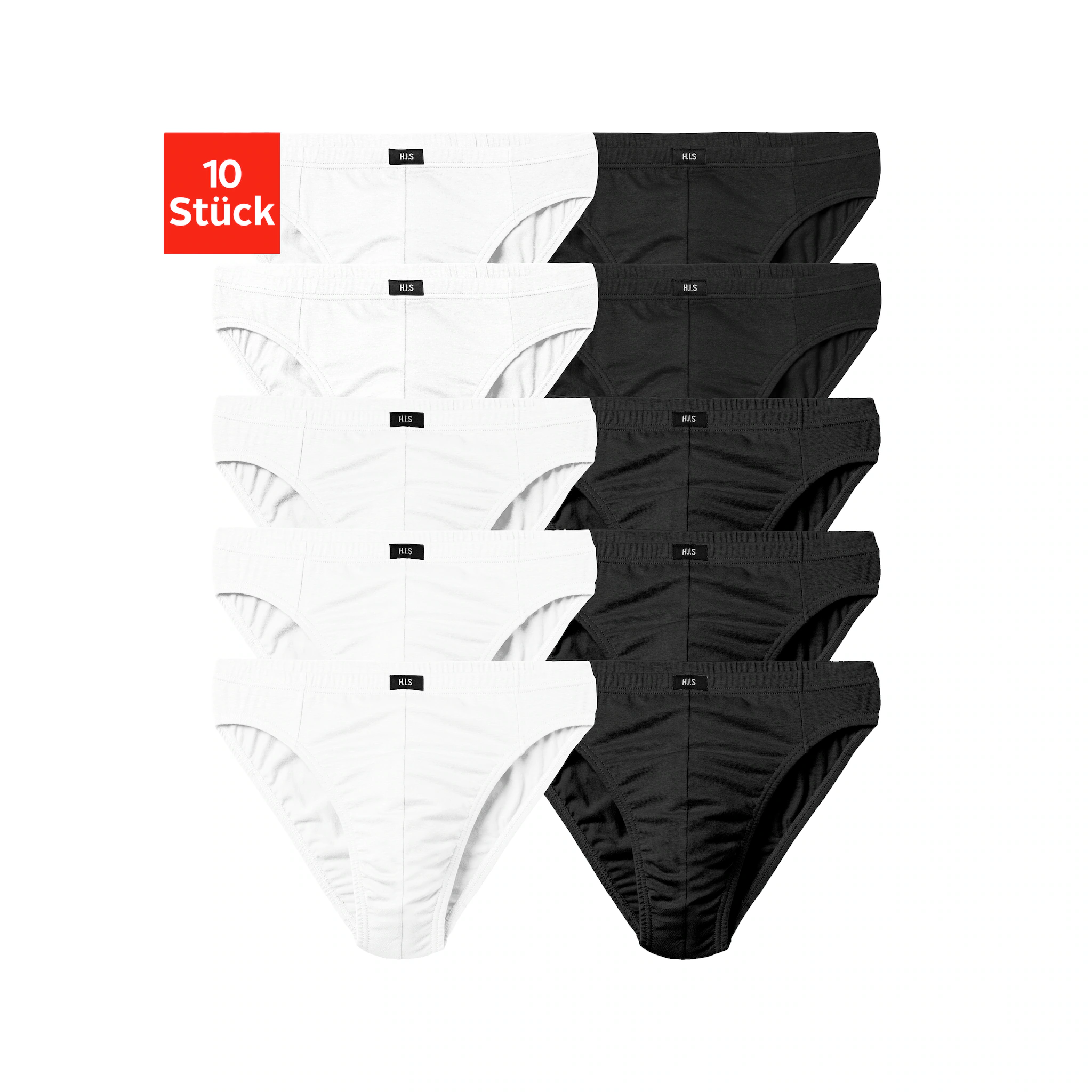 Трусы H.I.S "мужские трусы" (10 шт.), однотонные, черно-белый 
Трусы H.I.S "мужские трусы" (10 шт.), однотонные, черно-белый