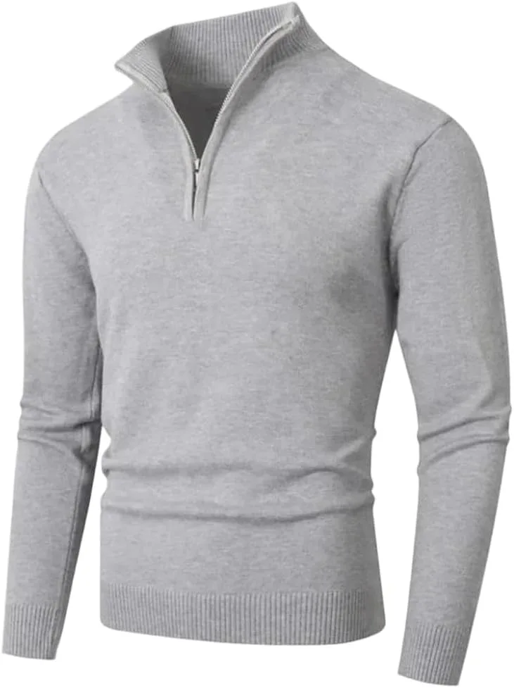 Мужской легкий вязаный свитер с молнией и воротником-стойкой
Мужской легкий вязаный свитер с молнией и воротником-стойкой