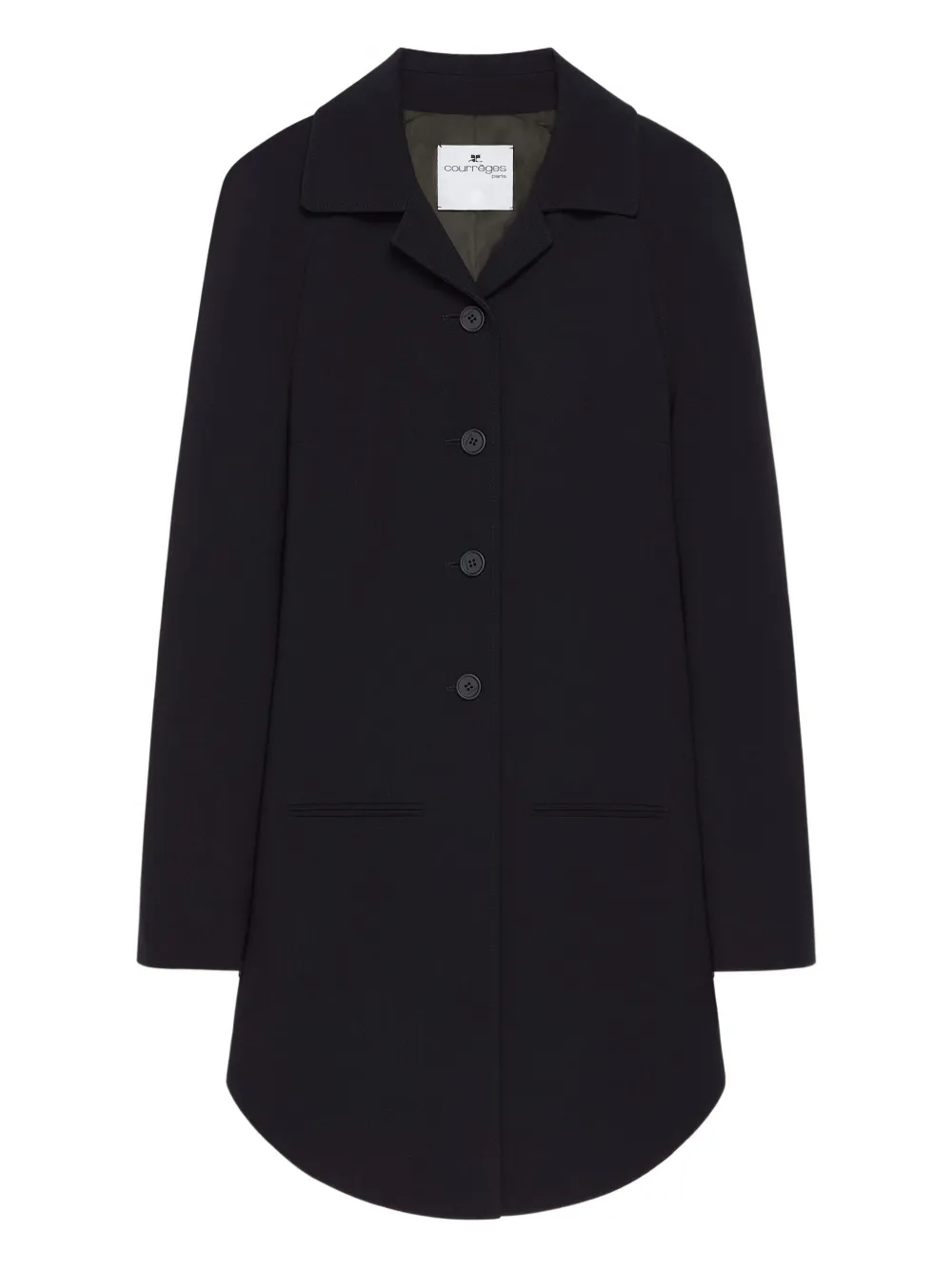 Пальто строгого кроя на пуговицах Courrèges, черный 
Пальто строгого кроя на пуговицах Courrèges, черный