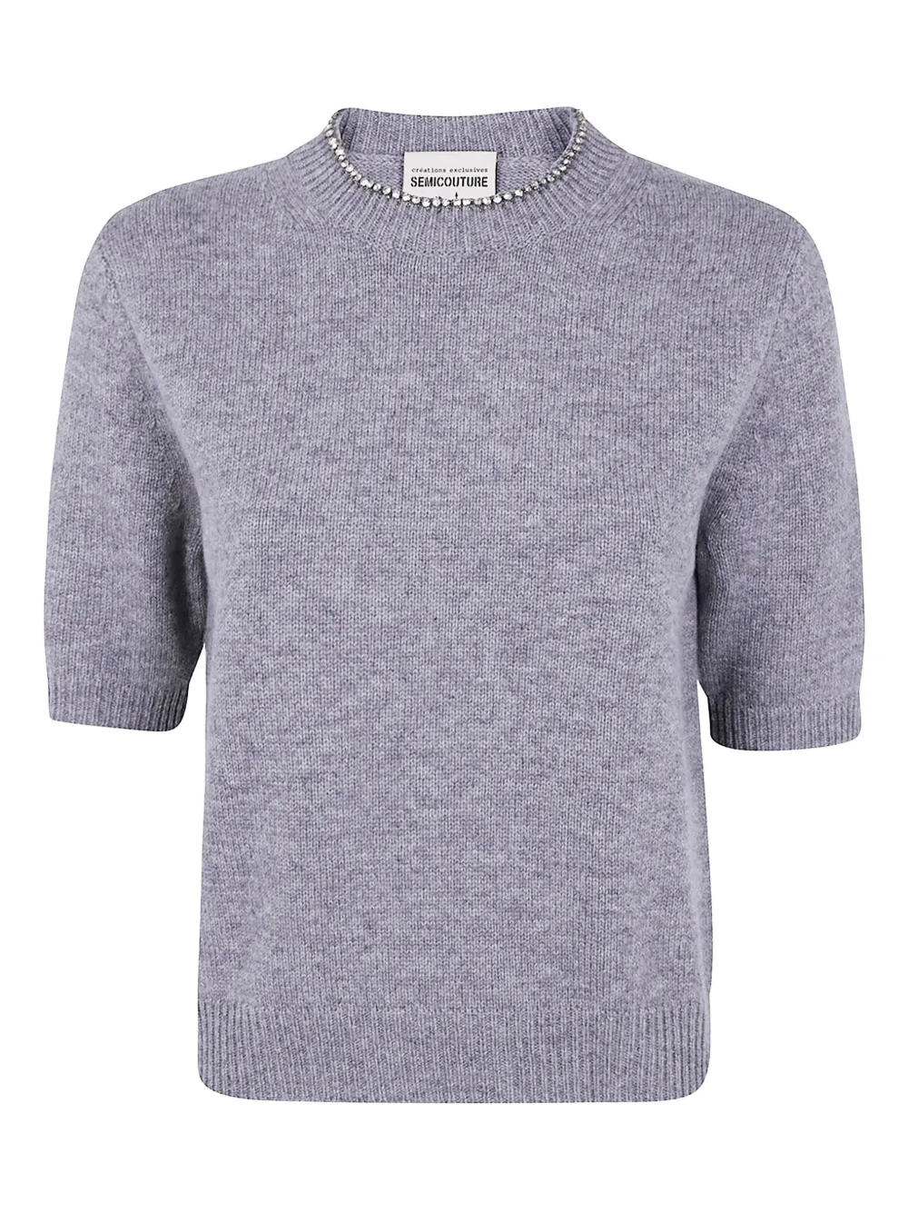 Свитер с короткими рукавами, украшенный кристаллами Semicouture, серый
Свитер с короткими рукавами, украшенный кристаллами Semicouture, серый