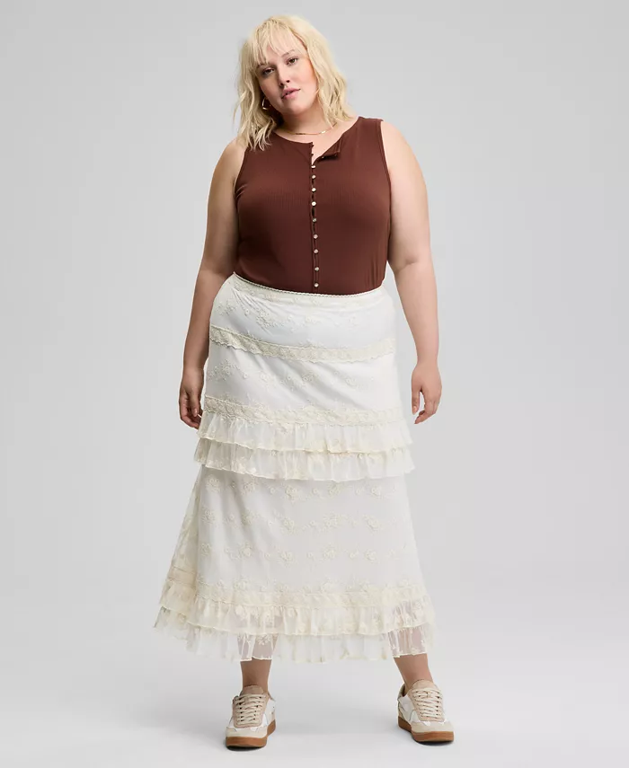 Модная юбка макси больших размеров с кружевной отделкой и оборками And Now This, слоновая кость/кремовый
Модная юбка макси больших размеров с кружевной отделкой и оборками And Now This, слоновая кость/кремовый