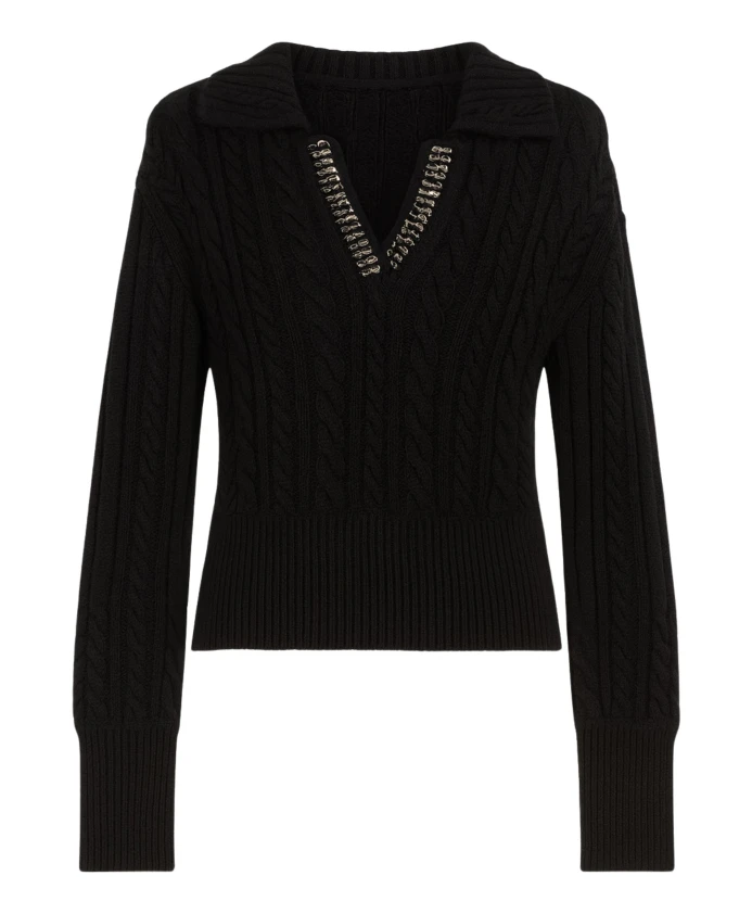 Черный свитер с украшениями из драгоценных камней. Twinset, черный
Черный свитер с украшениями из драгоценных камней. Twinset, черный