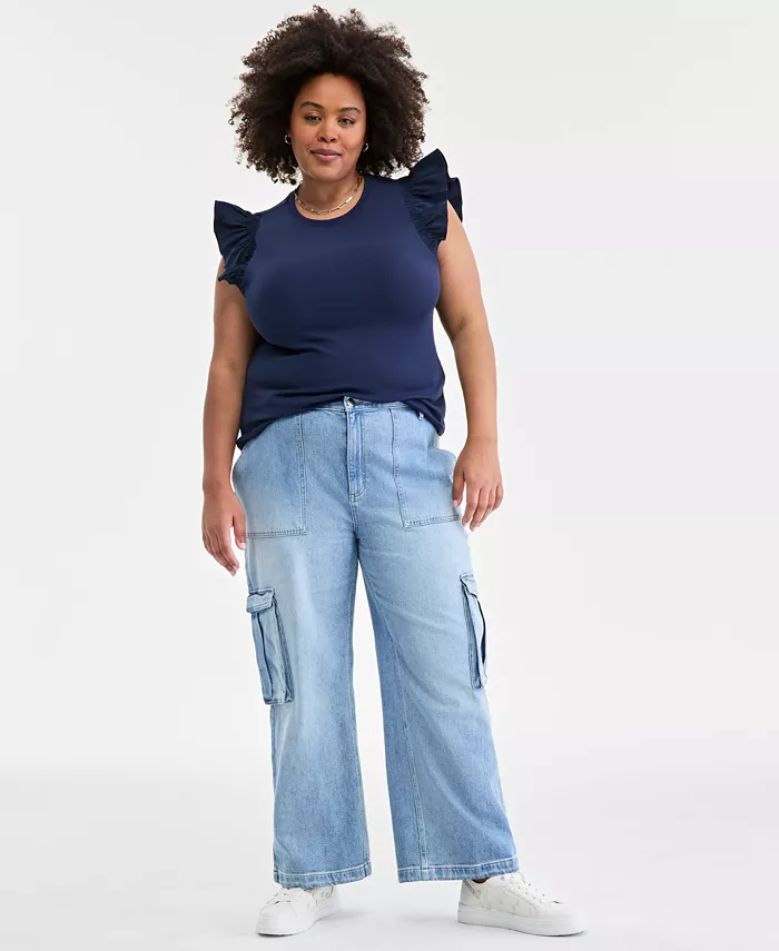 Женские джинсы в светлой стирке с высокой посадкой и утилитарными карманами, размеры 0-26W On 34th, синий
Женские джинсы в светлой стирке с высокой посадкой и утилитарными карманами, размеры 0-26W On 34th, синий