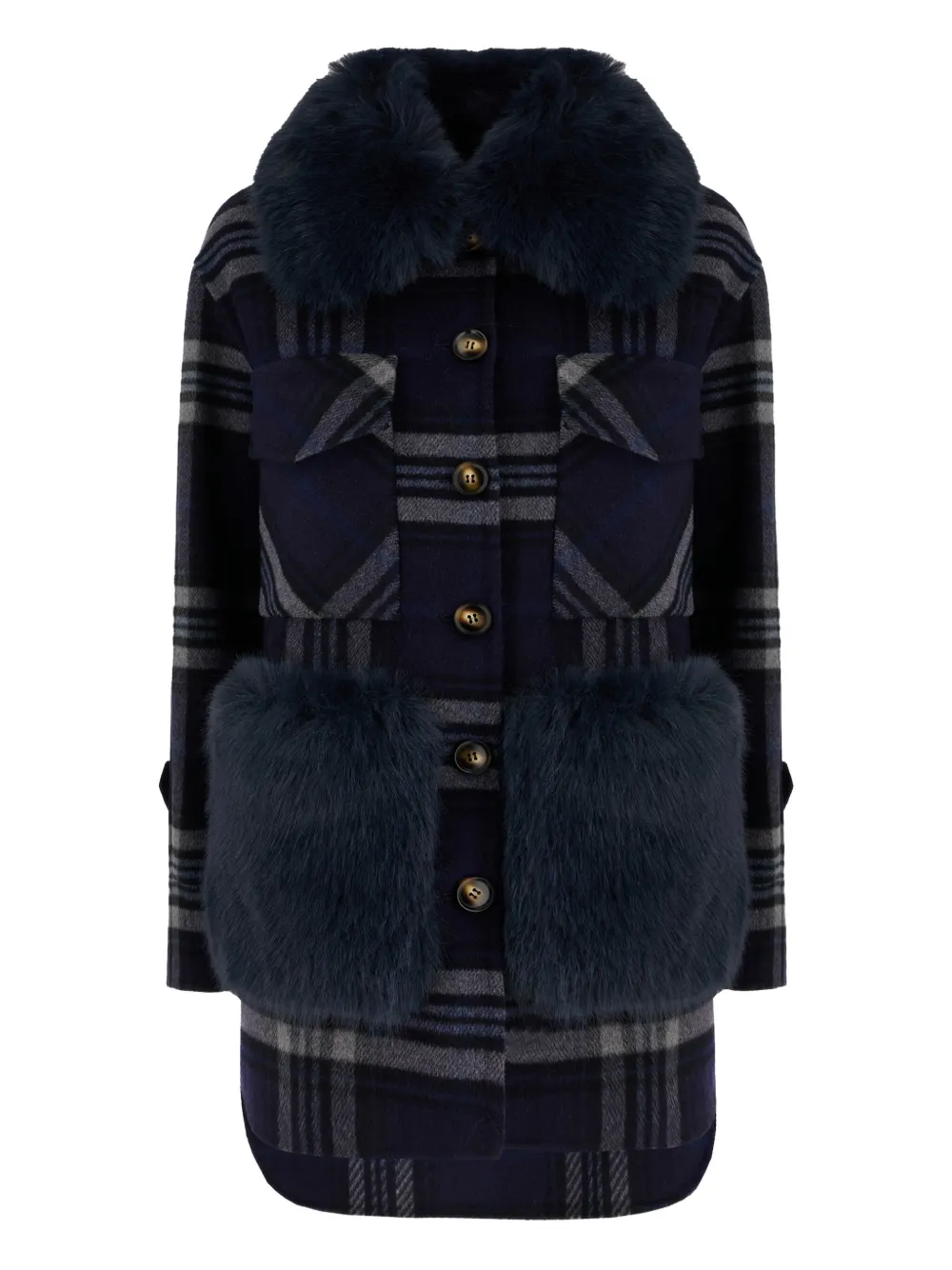 Клетчатое пальто с отделкой из искусственного меха Ava Adore, синий
Клетчатое пальто с отделкой из искусственного меха Ava Adore, синий