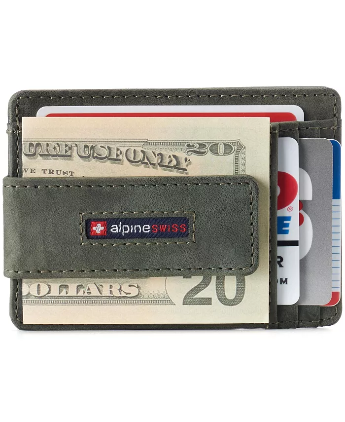 Мужской RFID-защищенный тонкий магнитный денежный зажим кожаный кошелек для переднего кармана Alpine Swiss, зеленый
Мужской RFID-защищенный тонкий магнитный денежный зажим кожаный кошелек для переднего кармана Alpine Swiss, зеленый