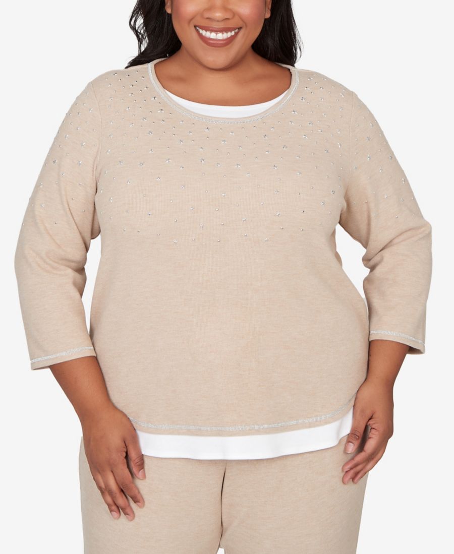 Топ Comfort & Joy больших размеров с декоративным многослойным подолом и круглым вырезом Alfred Dunner, Fawn
Топ Comfort & Joy больших размеров с декоративным многослойным подолом и круглым вырезом Alfred Dunner, Fawn