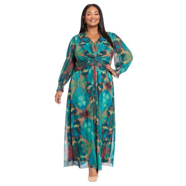 Платье макси размера плюс с закругленной талией и рукавами-епископами London Times, цвет green teal
Платье макси размера плюс с закругленной талией и рукавами-епископами London Times, цвет green teal