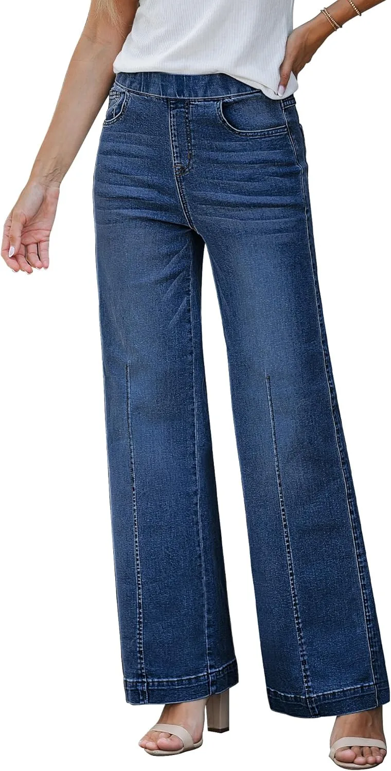 GRAPENT Женские джинсы на резинке с высокой талией и широкими штанинами
GRAPENT Женские джинсы на резинке с высокой талией и широкими штанинами