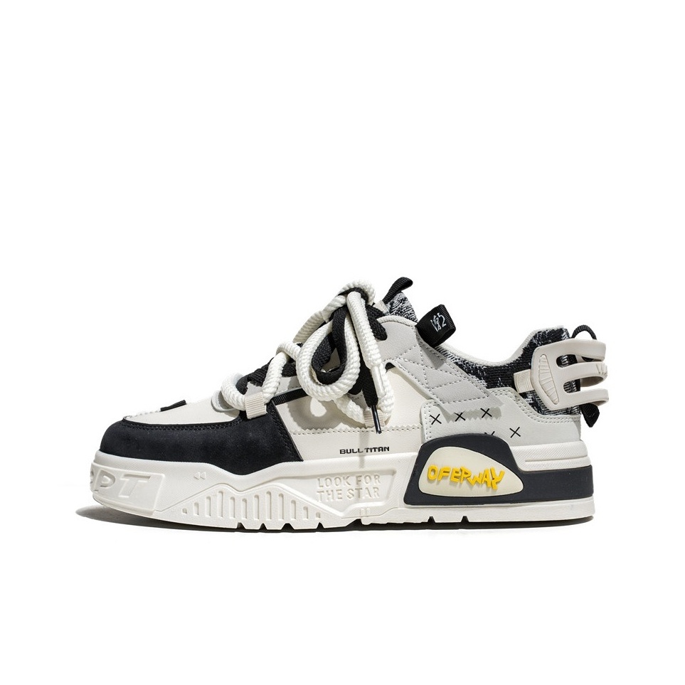 GONG NIU JU REN Антискользящие и износостойкие низкие скейтерские кроссовки мужские - бежево-черные, цвет Beige Black
GONG NIU JU REN Антискользящие и износостойкие низкие скейтерские кроссовки мужские - бежево-черные, цвет Beige Black