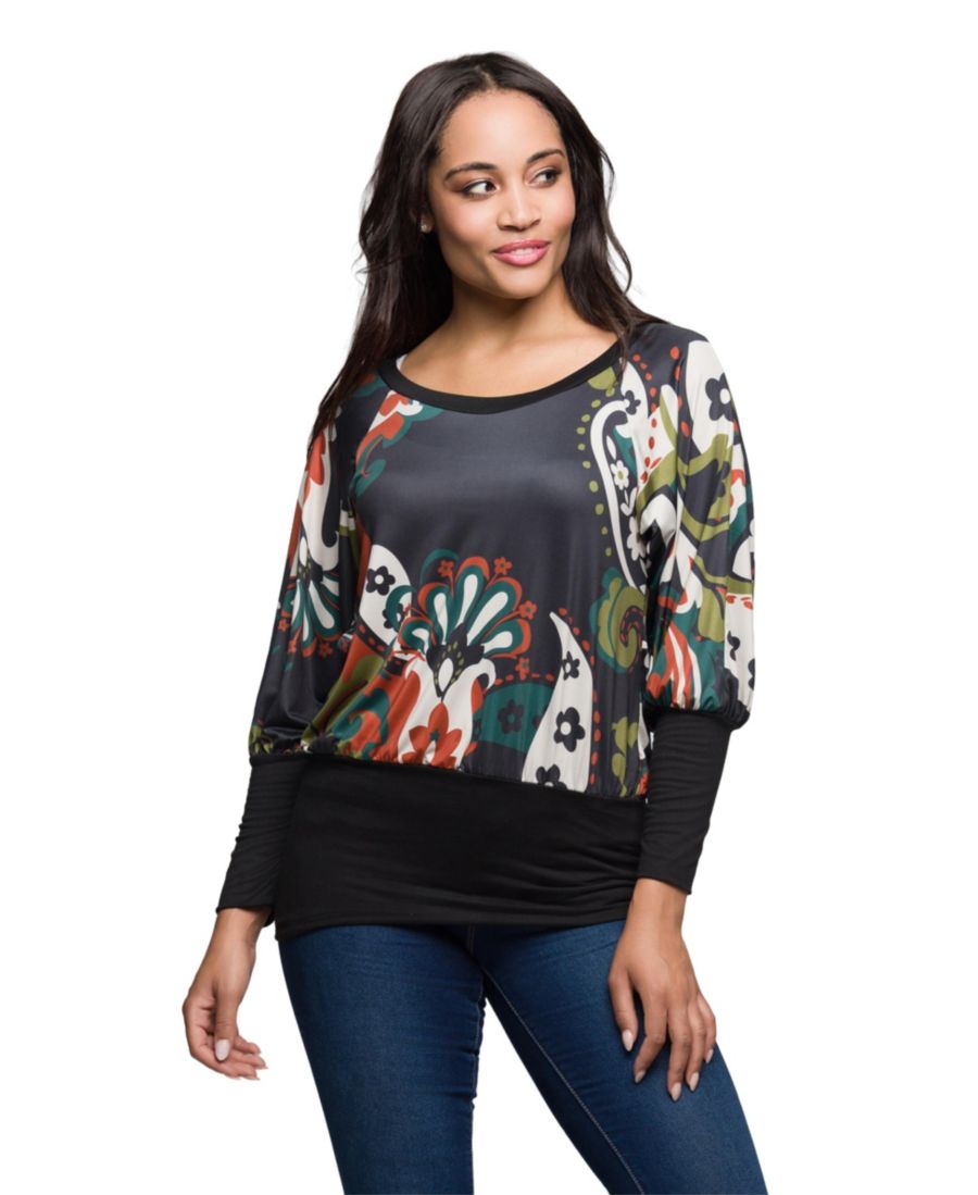 Женская блузка с рукавами-летучей мышью и разноцветным принтом пейсли 24seven Comfort Apparel, Black Multi
Женская блузка с рукавами-летучей мышью и разноцветным принтом пейсли 24seven Comfort Apparel, Black Multi