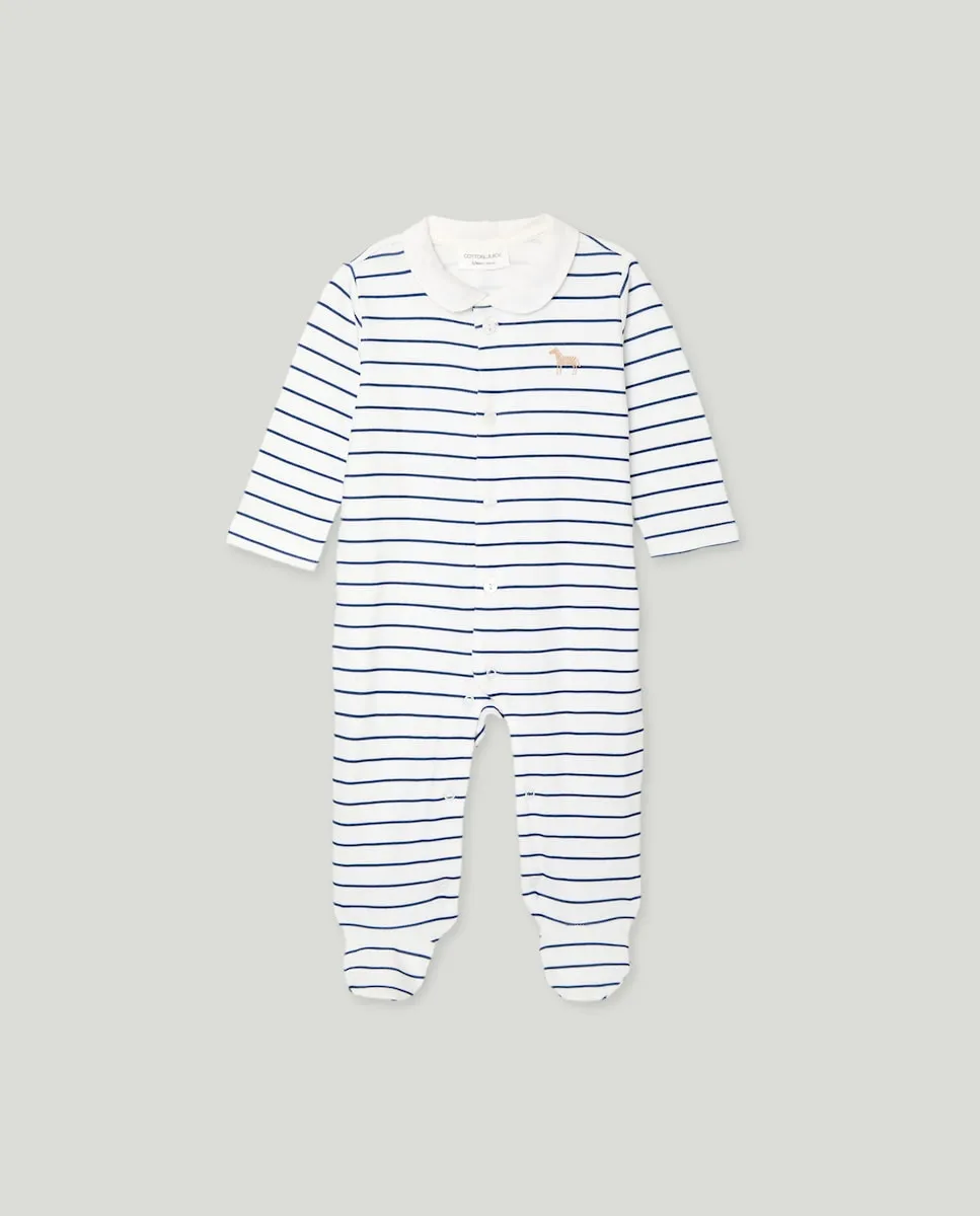 Длинный комбинезон с полосками и воротником для мальчика Cotton Juice, синий
Длинный комбинезон с полосками и воротником для мальчика Cotton Juice, синий