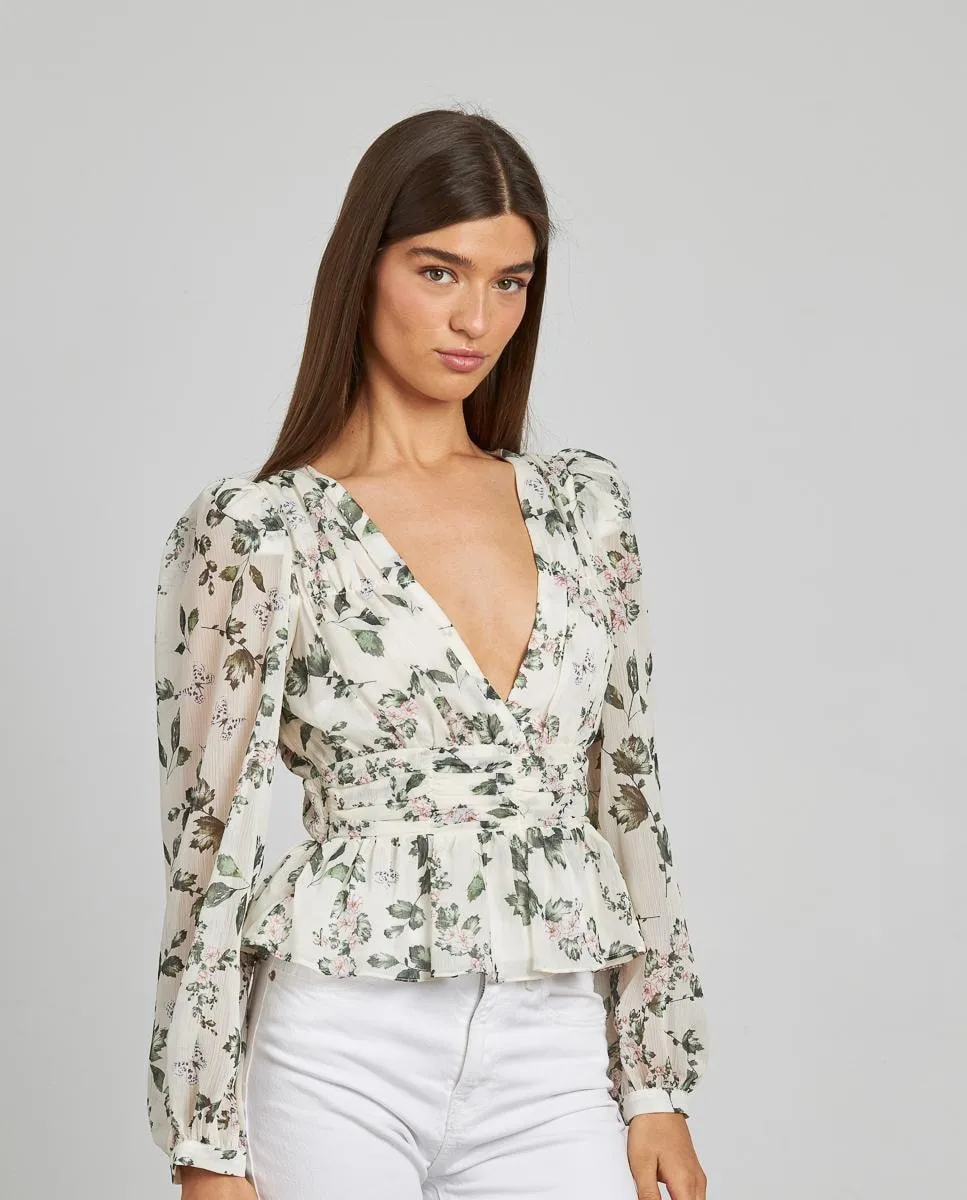 Женская блузка струящаяся с принтом, с длинными рукавами-фонариками и V-образным вырезом Alma En Pena, зеленый
Женская блузка струящаяся с принтом, с длинными рукавами-фонариками и V-образным вырезом Alma En Pena, зеленый