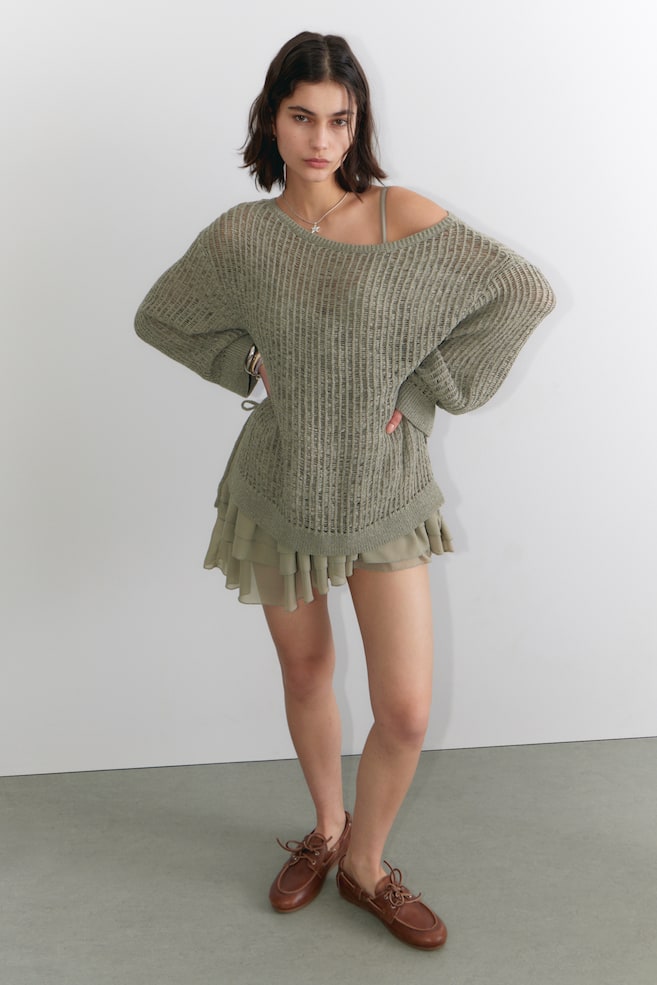 Свободный свитер крупной вязки с разрезами по бокам Monki, зеленый
Свободный свитер крупной вязки с разрезами по бокам Monki, зеленый