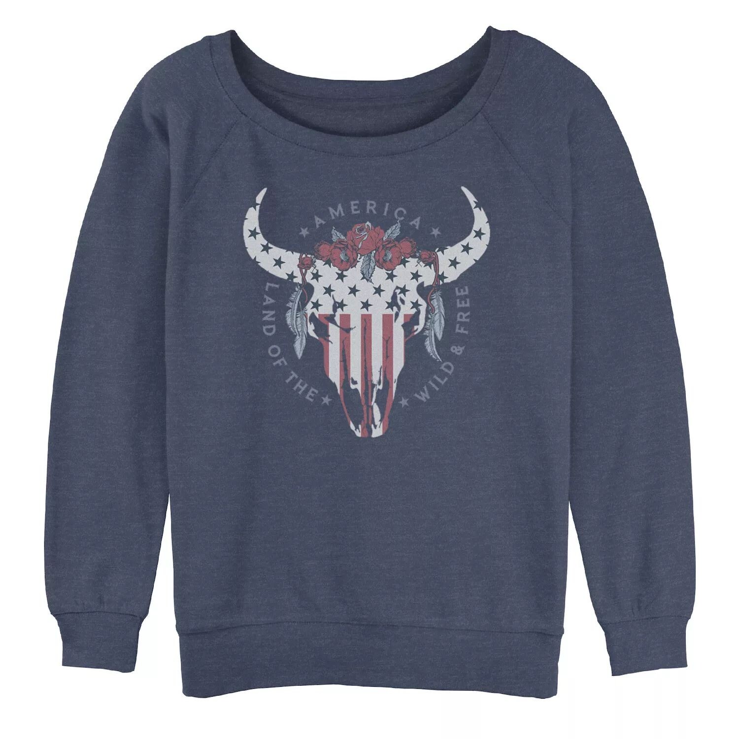 Толстовка оверсайз с графическим рисунком Juniors' Land Of The Free Bull Skull Licensed Character