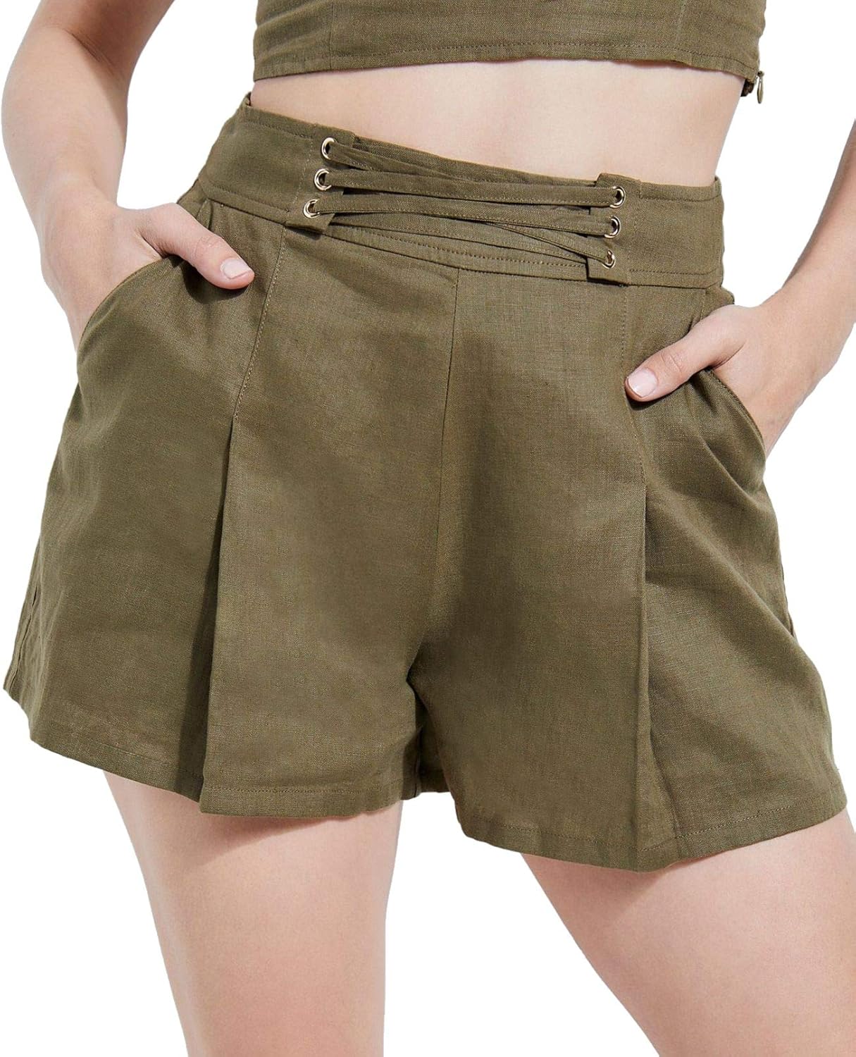 GUESS Womens Nydia шорты с кружевными шнуровками и плиссировкой, Green
GUESS Womens Nydia шорты с кружевными шнуровками и плиссировкой, Green