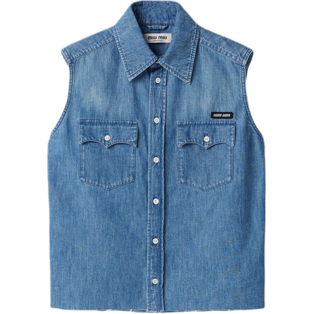 Рубашка Sleeveless Button Up Denim Shirt MIU MIU, синий
Рубашка Sleeveless Button Up Denim Shirt MIU MIU, синий