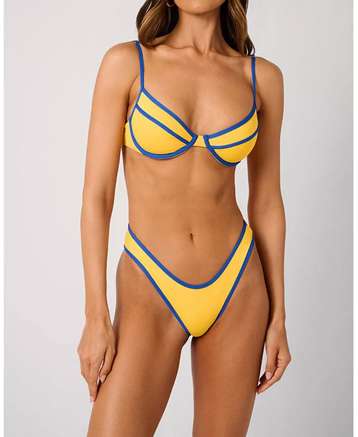 Женский закрытый бикини-топ на косточках WeWoreWhat, желтый 
Женский закрытый бикини-топ на косточках WeWoreWhat, желтый