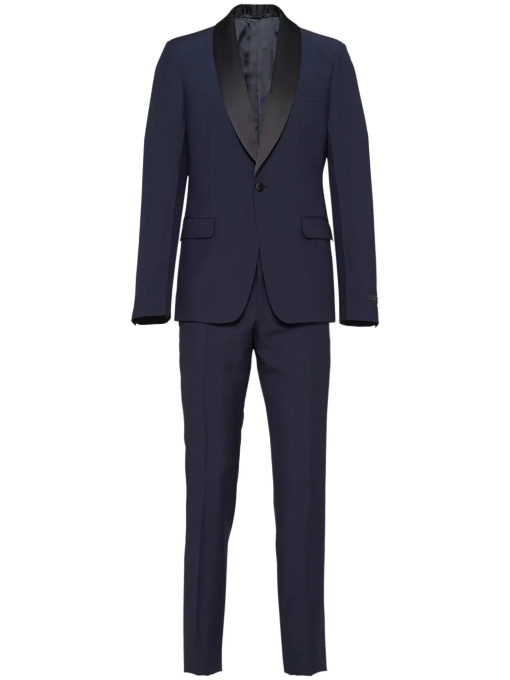 Однобортный смокинг из смесовой шерсти Prada, синий 
Однобортный смокинг из смесовой шерсти Prada, синий