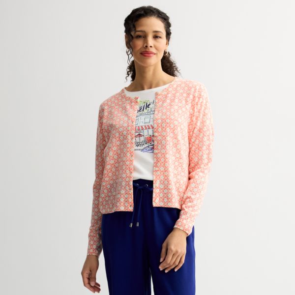 Женский классический кардиган с круглым вырезом и длинными рукавами Croft & Barrow, цвет coral floral tile
Женский классический кардиган с круглым вырезом и длинными рукавами Croft & Barrow, цвет coral floral tile