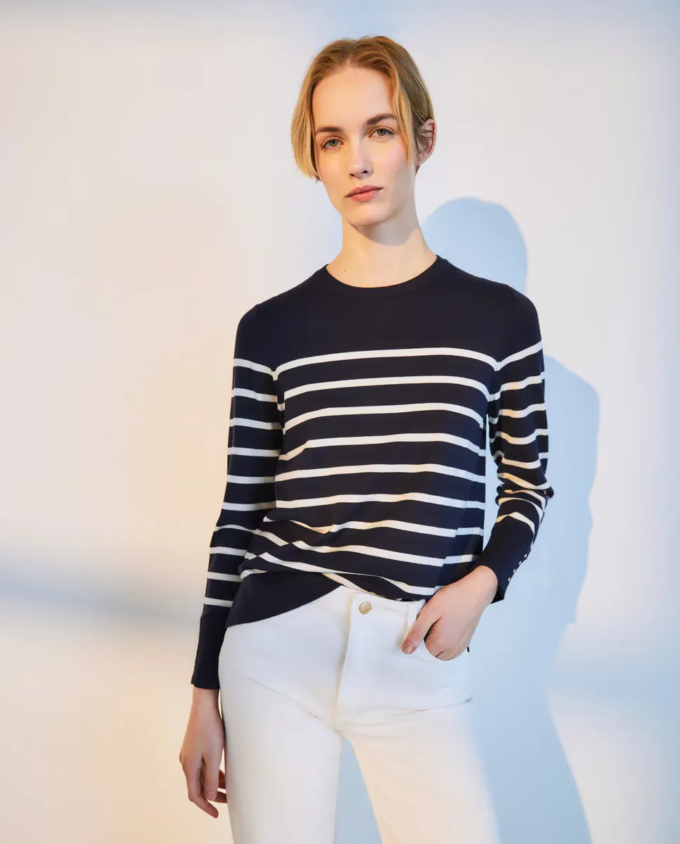 Женский полосатый свитер с круглым вырезом Woman El Corte Inglés, синий
Женский полосатый свитер с круглым вырезом Woman El Corte Inglés, синий